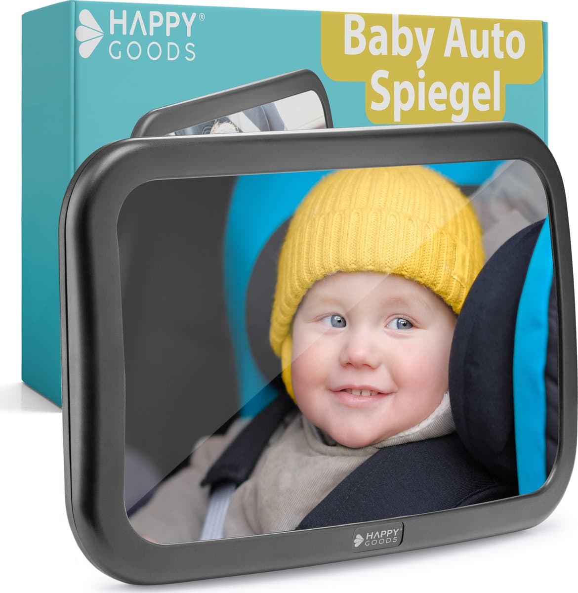 Happy Goods Autospiegel Baby XL - Achteruitkijkspiegel - 35x19 cm - 360° Verstelbaar - Baby Spiegel Auto - Veiligheidsspiegel - Achterbank Spiegel Baby (EAN: 8720828067147)