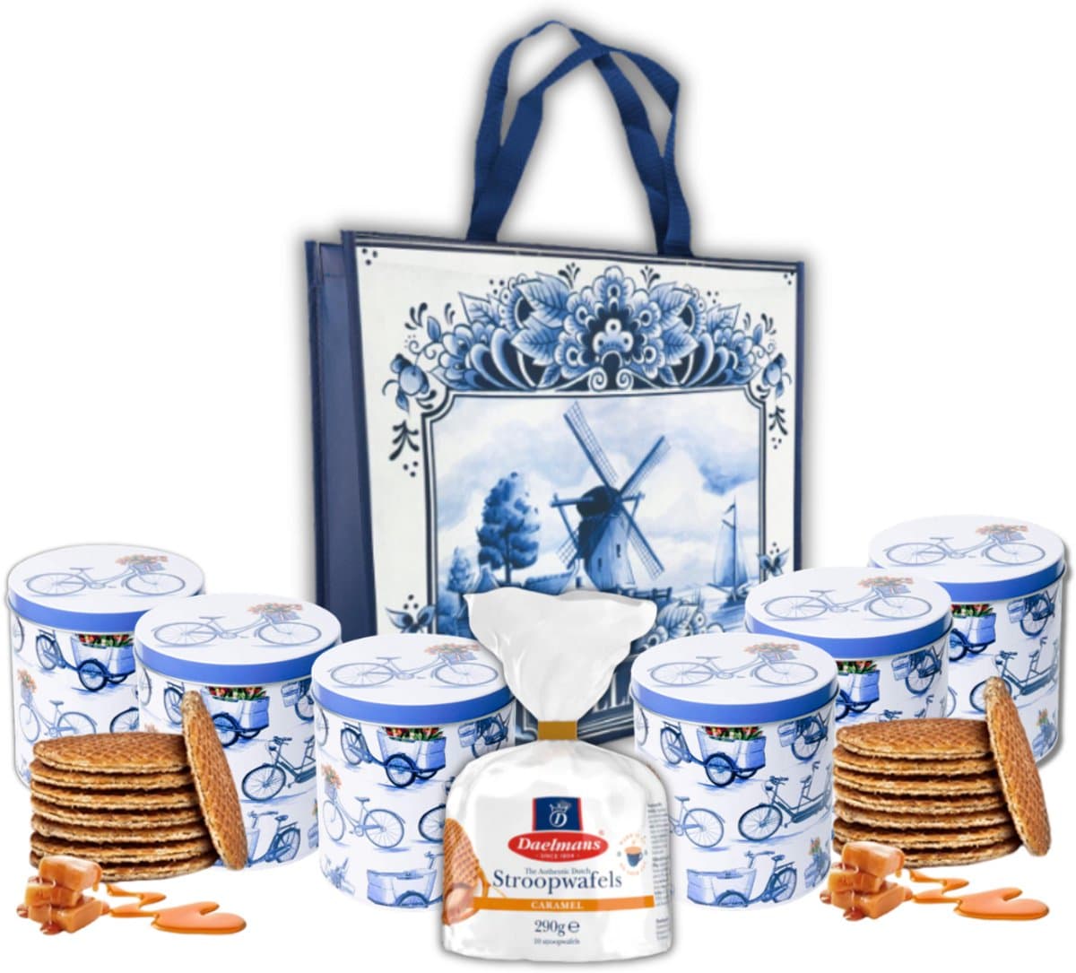 Stroopwafels in blik - Set van 6 - Fietsen - Daelmans - Hollandse cadeautjes - Stroopwafel blik - Souvenirs Holland (EAN: 8721516021151)