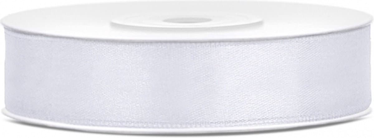 Decoratie satijn sierlint - wit - 12 mm x 25 meter - Cadeaulint satijnlint - hobby/knutsel materiaal (EAN: 8719538052642)