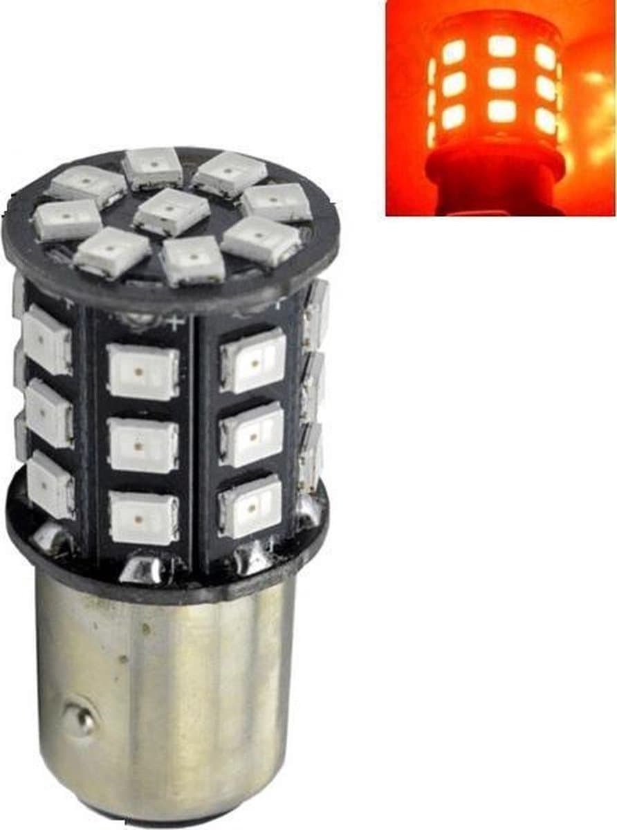 ROOD - BA15S - LED - 33 SMD - 2835 - 12V (EAN: 8719754044704)