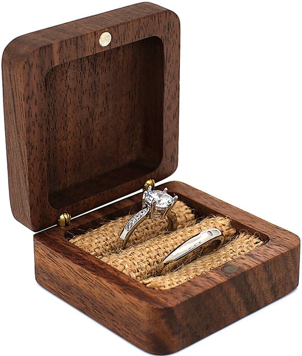 Ringdoos van Hout - Huwelijk - Aanzoek - Sieradendoosje - Bruiloft - Oorbellen doosje - Luxe Ringdoosje - Walnoot hout (EAN: 8719327520253): Wat de community ervan vindt