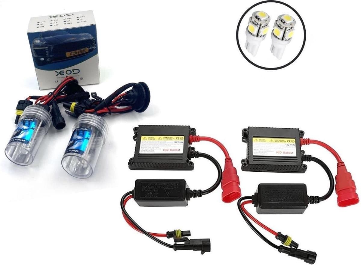 XEOD Autolampen - H7 8000K Xenon ombouwset - AC - Dimlicht - Grootlicht - Mistlicht - HID - 35W - Gratis stadslichten T10 (EAN: 8720618430489)
