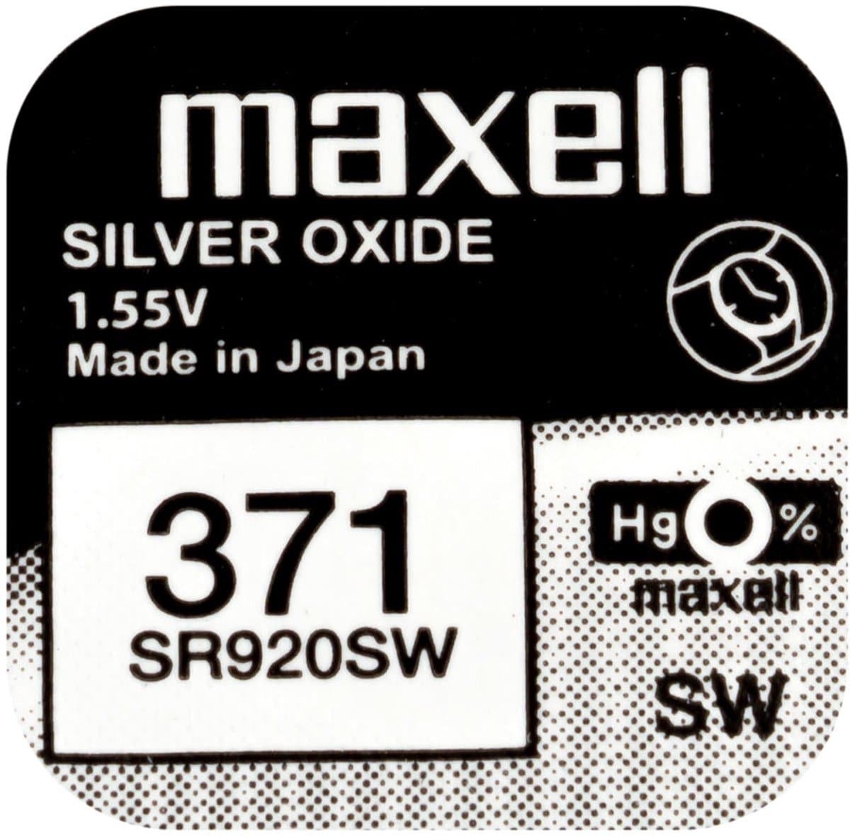 Maxell 371 / SR920SW zilveroxide knoopcel horlogebatterij (EAN: 8721302140004)