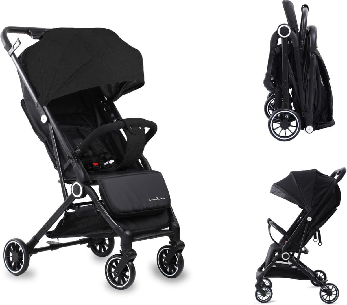 Mino Bambino® Buggy - Plooibuggy - Wandelwagen - Compact en Inklapbaar - Opgevouwen met Handvat - Zwart (EAN: 8720578096350)