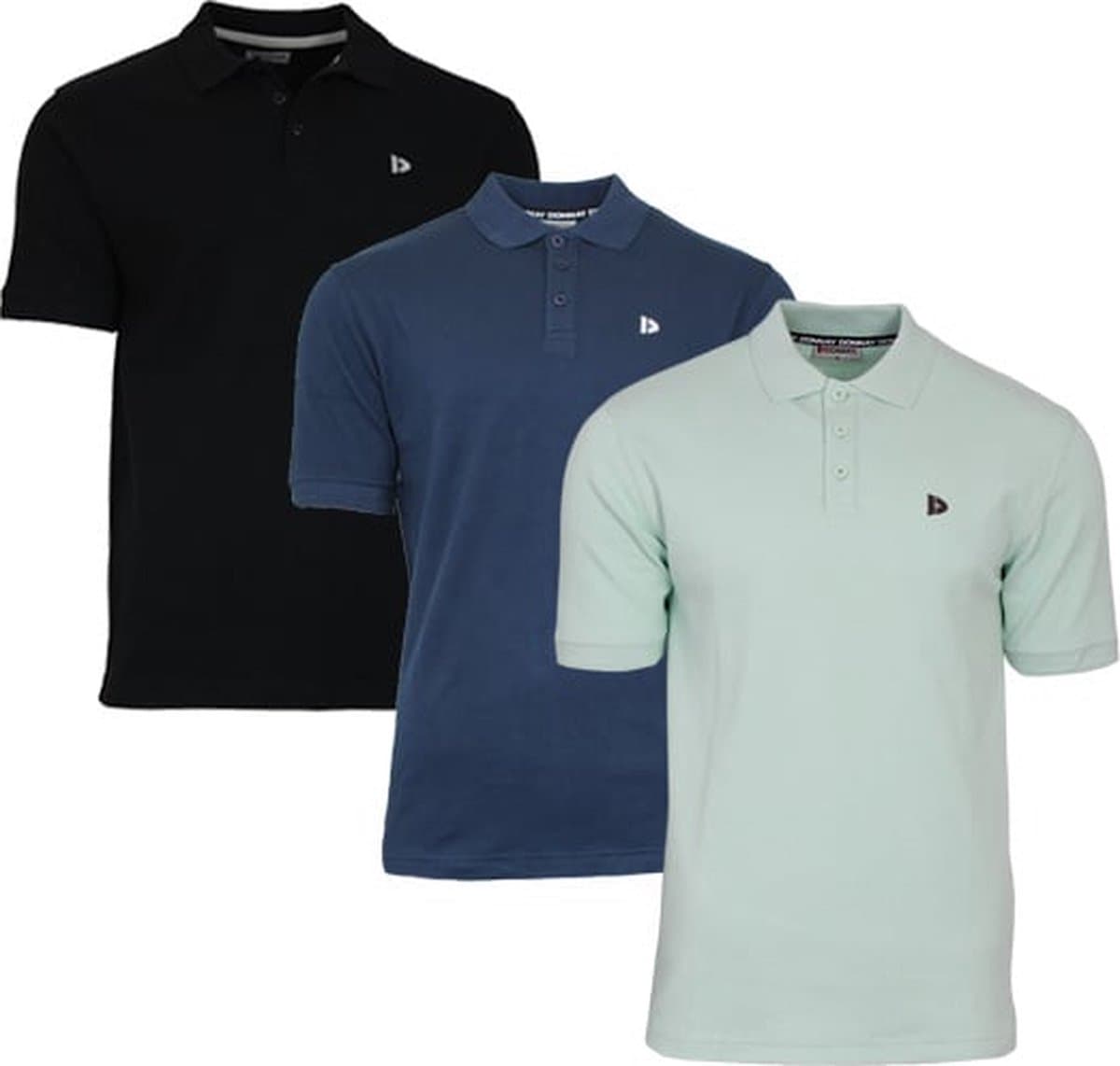 3-Pack Donnay - Polo (Noah) - Sportpolo - Heren - Black/Navy/Mint green (685) - maat XXL (EAN: 8717528215916)