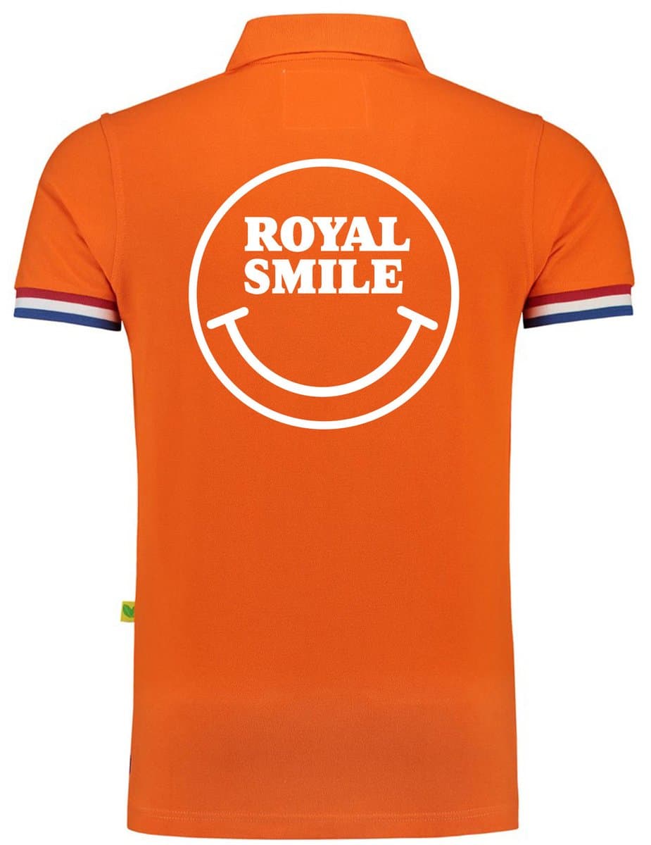 Bellatio Decorations Koningsdag verkleed poloshirt heren - smiley - Royal smile - oranje - achterkant bedrukt XL (EAN: 8721131356355): Een bijzondere ervaring met het product