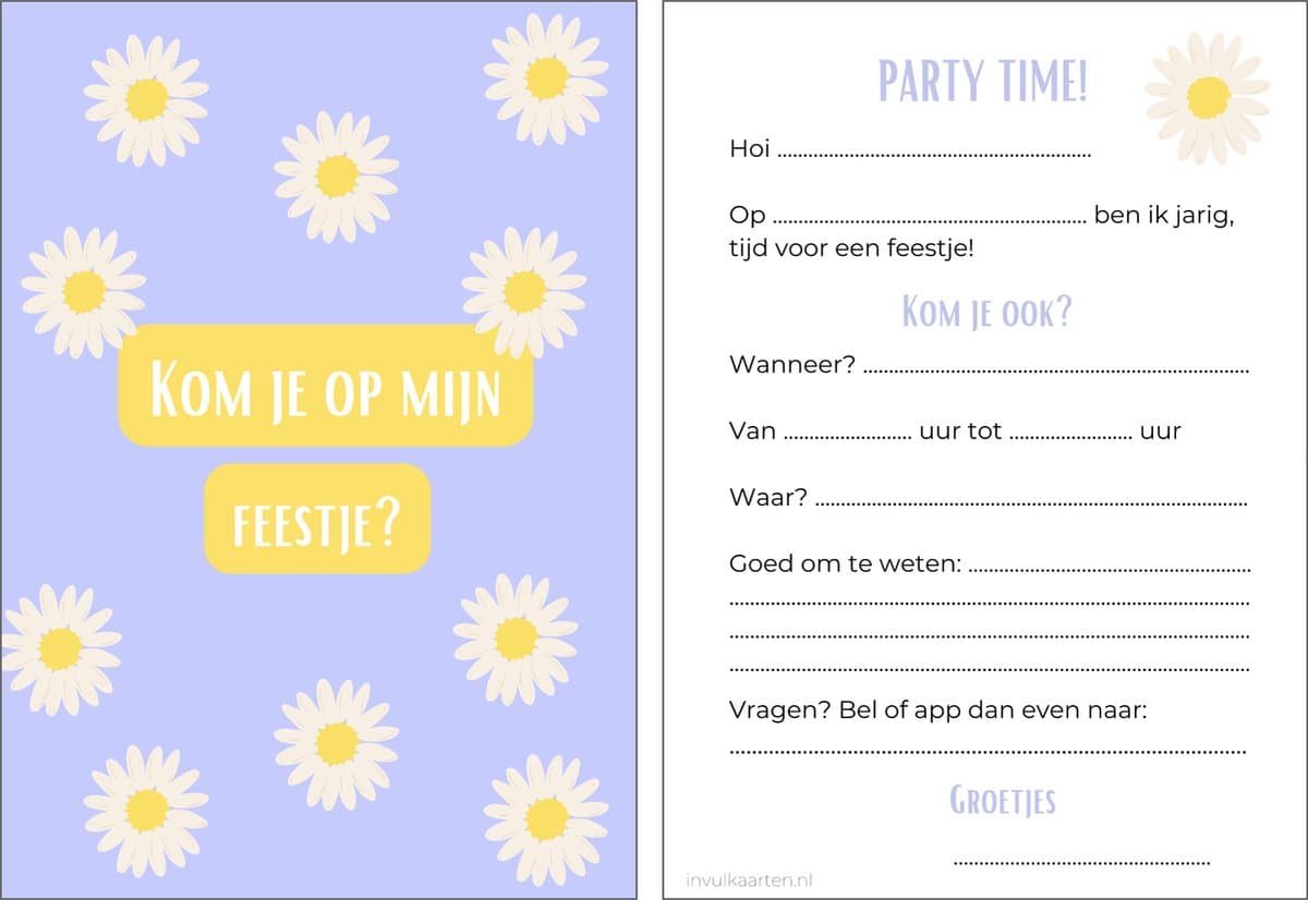 Uitnodiging kinderfeestje | 12 stuks | uitnodigingskaarten | uitnodiging verjaardag | uitnodiging feest | uitnodiging kinderfeestje daisy | uitnodiging kinderfeestje meisje | uitnodiging feestje (EAN: 8720648142543)