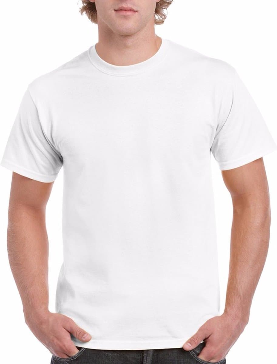 Set van 3x stuks witte katoenen t-shirts voor heren 100% katoen - zware 190 grams kwaliteit - Basic shirts, maat: L (40/52) (EAN: 8720276357104)
