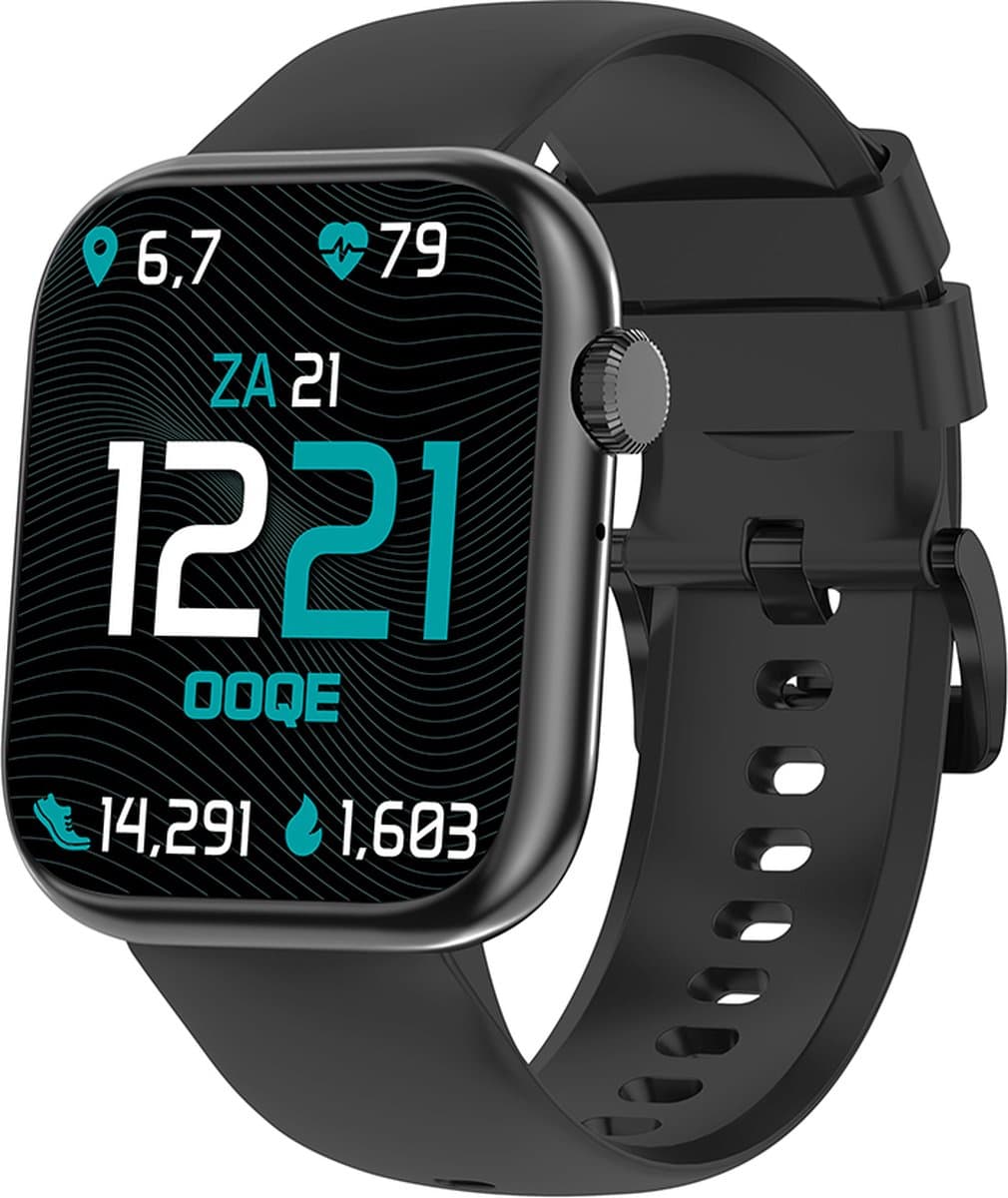 OOQE WATCH PRO 7 - Smartwatch Heren en Dames | Geschikt voor iOS en Android | 10 kleuren | HD | Notificaties | Gezondheidsanalyse | Sportanalyse | GPS Koppeling | Bellen | Muziek/Audio Luisteren | Ergonomisch | Nederlandstalig | Zwart (EAN: 872072...