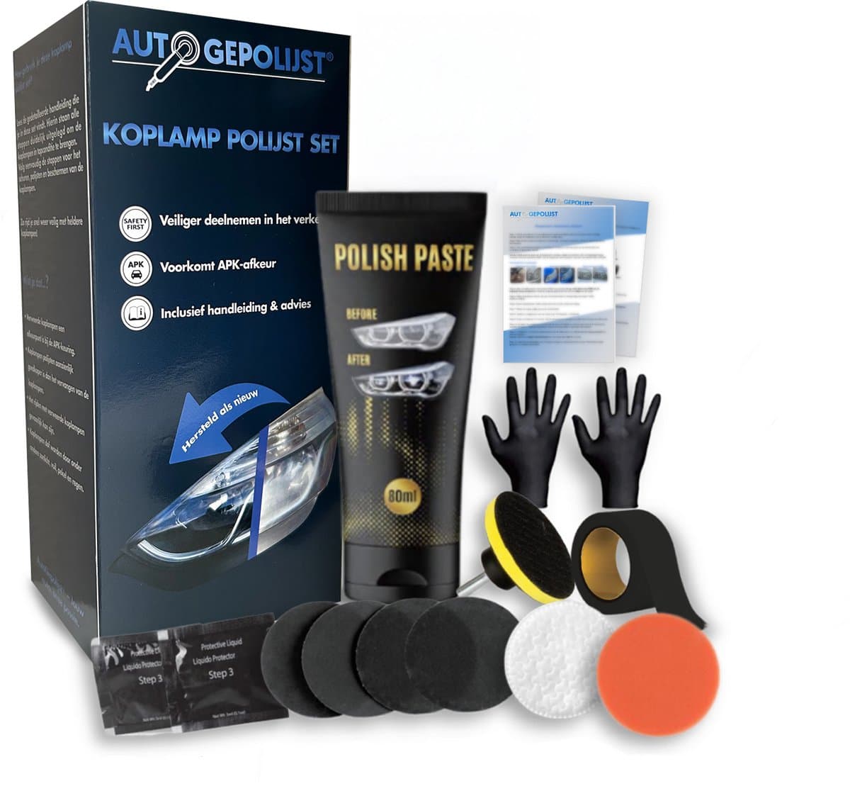 Auto Gepolijst Koplamp Polijstsets – 16 Delig – Koplamp Renovatie – Koplamp Polijstset – Polijstset boormachine – Koplamp Restauratie – Polijstset (EAN: 8720892413017)