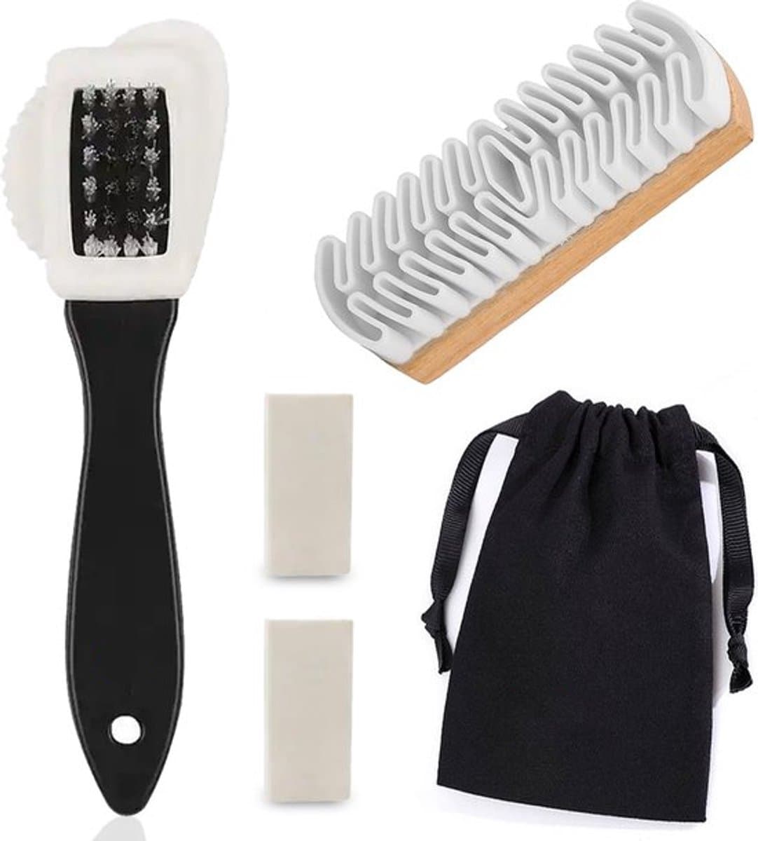 Syllio Suede Borstel Deluxe - Incl. 2 Borstels, 2 Gummen & Opbergzakje - Suede Schoenverzorging - Schoenpoets - Schoenborstel (EAN: 8721008206394): Wat is de Syllio Suede Borstel Deluxe