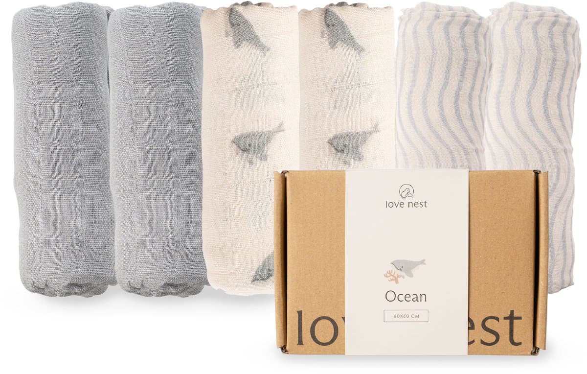 Love Nest Hydrofiele Doeken Ocean – 60x60 cm – Set van 6 – Tetradoeken Baby – Ultra Zacht & Absorberend – Voor Jongens en Meisjes – Kraamcadeau (EAN: 8720892217097): Waarom deze doeken nu ineens hét must‑have zijn