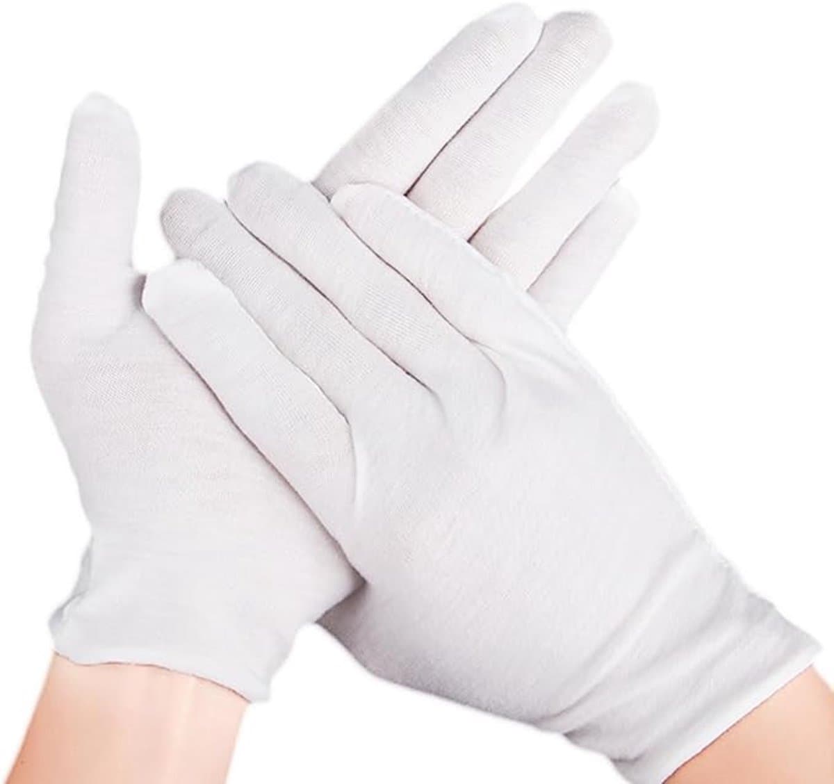 12 paar witte katoenen handschoenen - zachte elastische werkhandschoenen - geschikt voor het controleren van munten en sieraden (XL-wit) (EAN: 9332917119959)