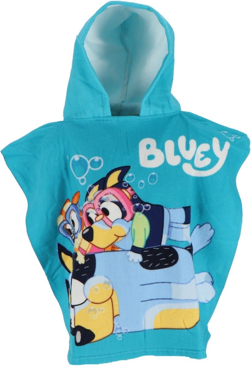 Bluey kinderponcho badcape 55x110cm multikleuren polyester. (EAN: 5407010075724)