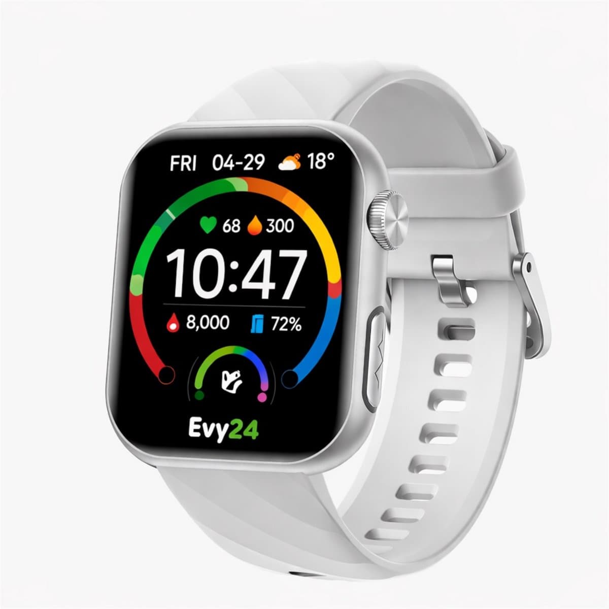 Evy24 Smartwatch AMOLED L2 - Smartwatch Dames en Heren - ECG - Belfunctie - Stappenteller - Hartslagmeter - Notificaties - Zilver (EAN: 8720828483916)