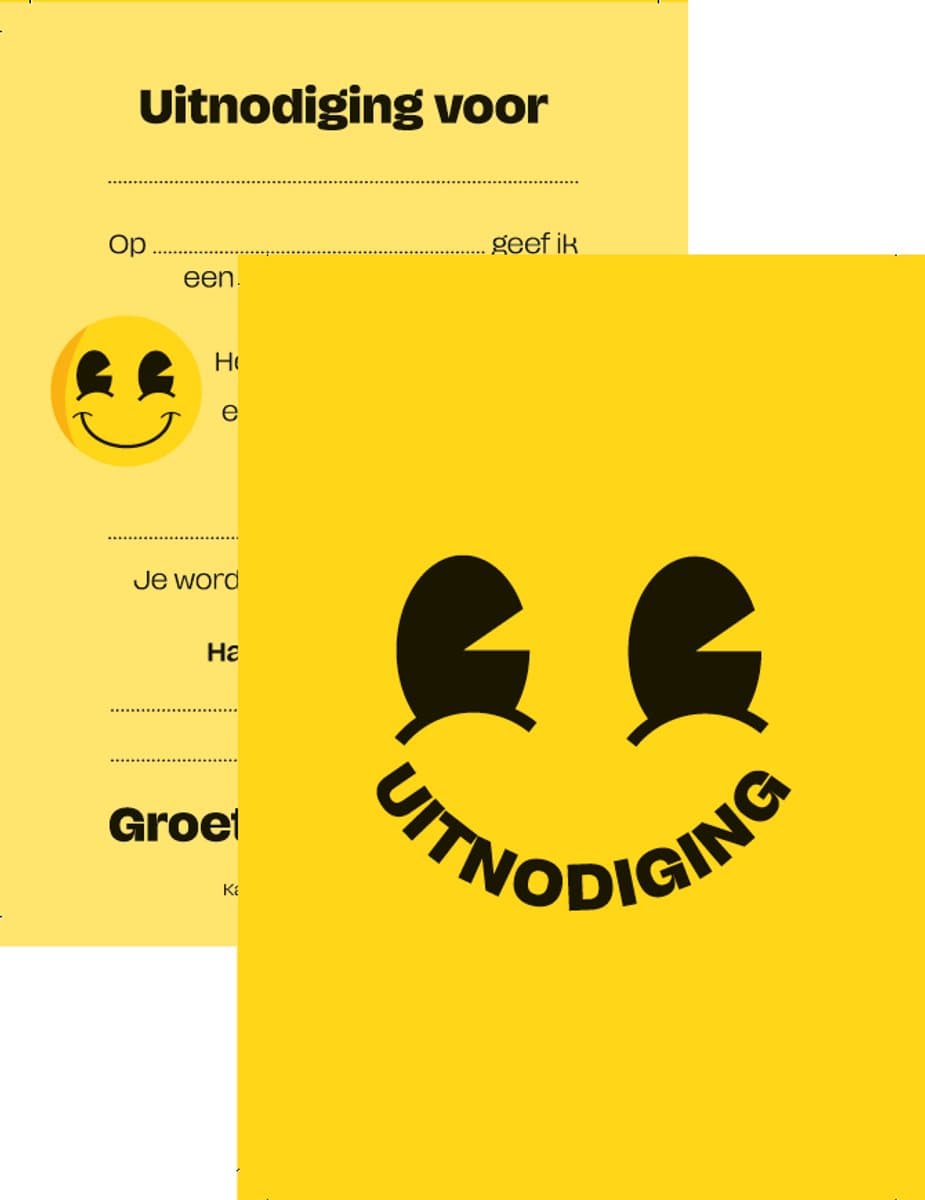 METIWA - Uitnodiging Kinderfeestje Smiley - 10 stuks - Uitnodigingskaarten - Uitnodiging Verjaardag - Uitnodiging Kinderfeestje Emoji - Uitnodiging Smiley (EAN: 8720769031948)