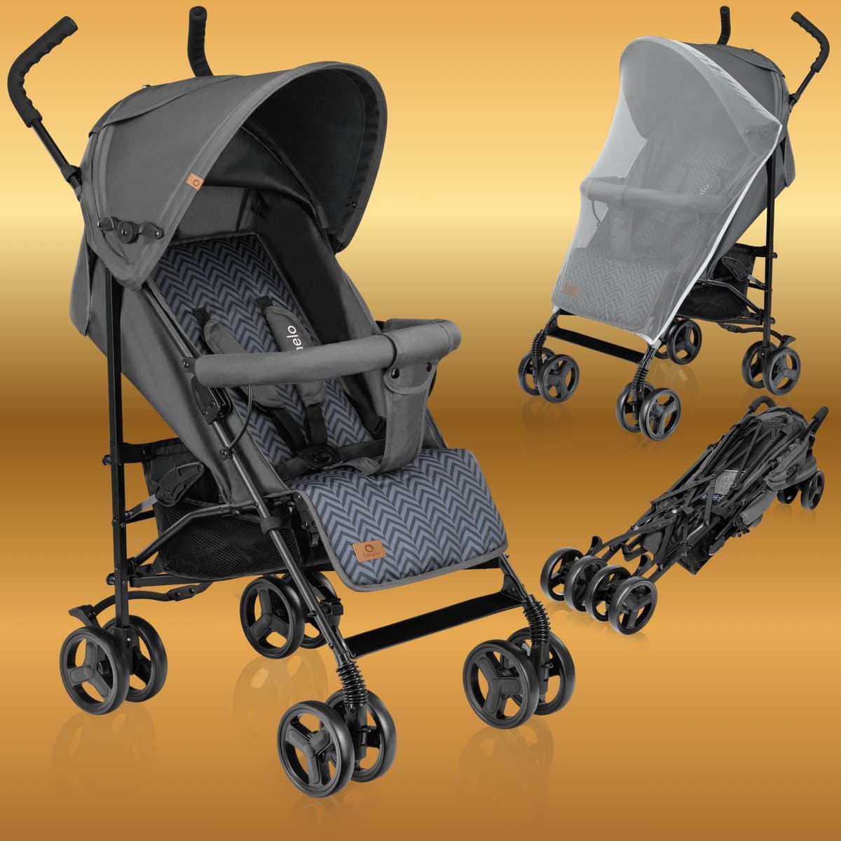 Lionelo Elia - Buggy - Lichte 7kg en Duurzame Kinderwagen - Paraplu Buggy - 5-Punts Gordel - Rijke set - Grote Mand - Muskietennet - Geschikt voor Kinderen tot 15 kg - Verstelbare rugleuning tot Ligpositie en voetensteun - van 6 maanden tot 5 jaar...