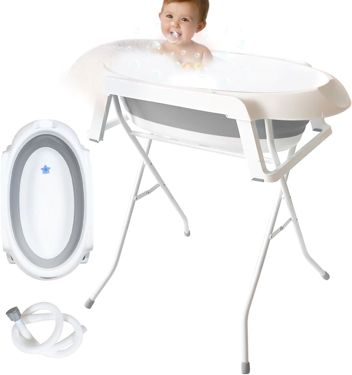 Baby Badkuip met Frame – Nieuwgeboren Bad Set – Grijs – Opvouwbaar Badje met Stevig Standaard – Inclusief Afvoerslang & Stop – Ergonomisch Ontwerp voor Ouders (EAN: 0759979765167): Waarom ik deze badkuip in het vizier had