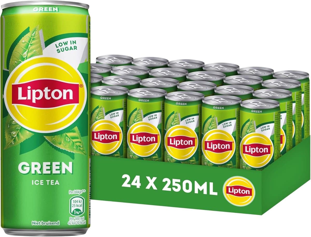 Lipton Ice Tea - Green - laag in suiker, zonder kleurstoffen en conserveermiddelen - 24 x 250 ml (EAN: 8711327676343)