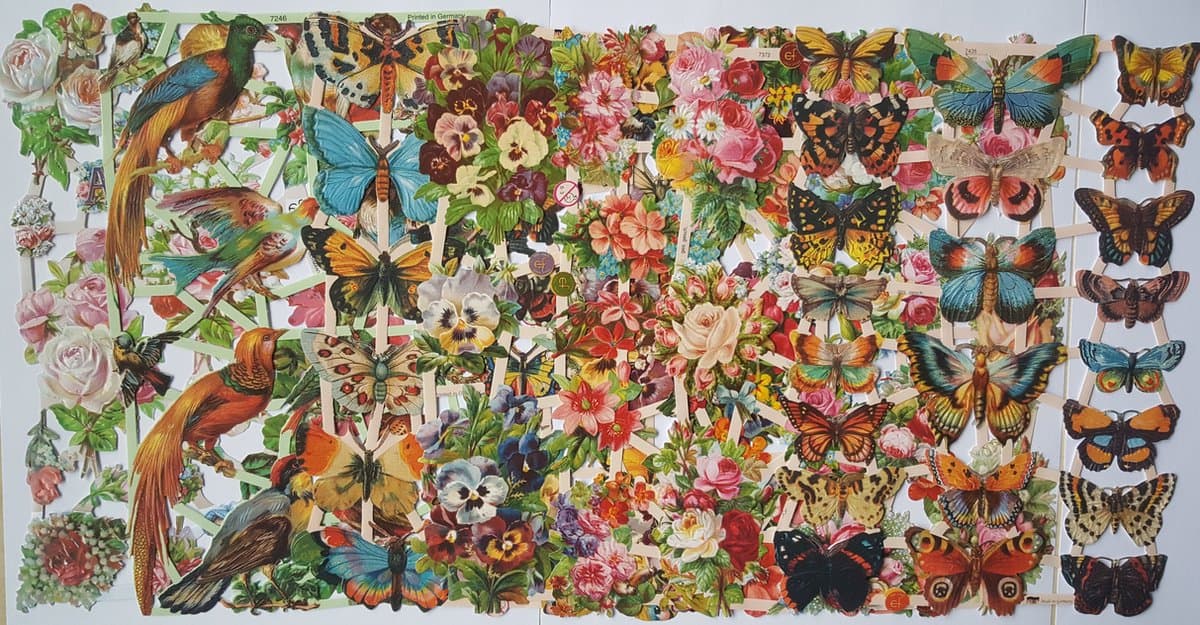 Poëzieplaatjes 7 vellen - Vlinders, Vogels en Bloemen - Voor poëziealbums, bulletjournals, scrapbooking en het maken van kaarten (EAN: 8720849920049)