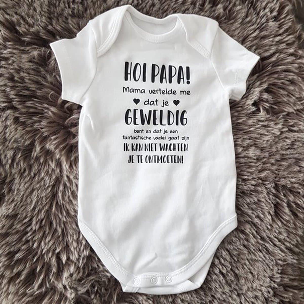 baby rompertje met tekst bekendmaking aankondiging zwangerschap zwanger in verwachting Hoi papa, mama vertelde me dat je geweldig bent en dat je een geweldige vader wordt. .. ontmoeten korte mouw maat 56 Cadeau voor de liefste aanstaande Vaderdag ...