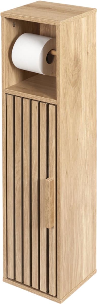 MISOU Klaus Toiletkastje - WC kastje - Badkamerkastje -Toiletrolhouder - WC rolhouder - Staand - Hout - Smal (EAN: 8720986935067): Een eyecatcher voor de kleinste hoekjes