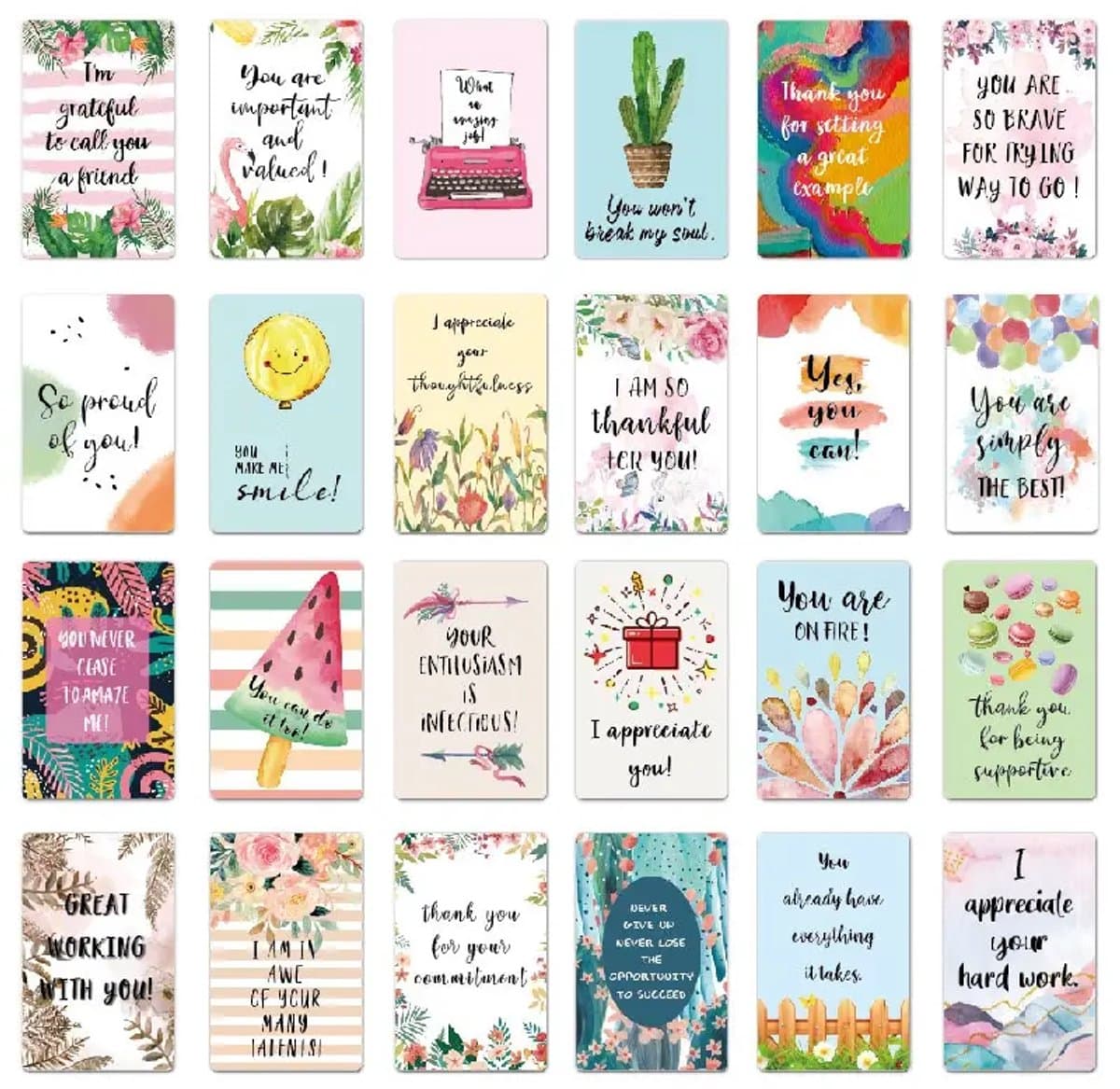 FA-VE Motivatiekaartjes – 72 Stuks Inspiratie & Compliment Kaartjes – Positieve Kaarten met Tekst – Bedankkaartjes, Affirmatiekaarten & Cadeau Idee – 8,3x5,3 cm (EAN: 7805475888046)