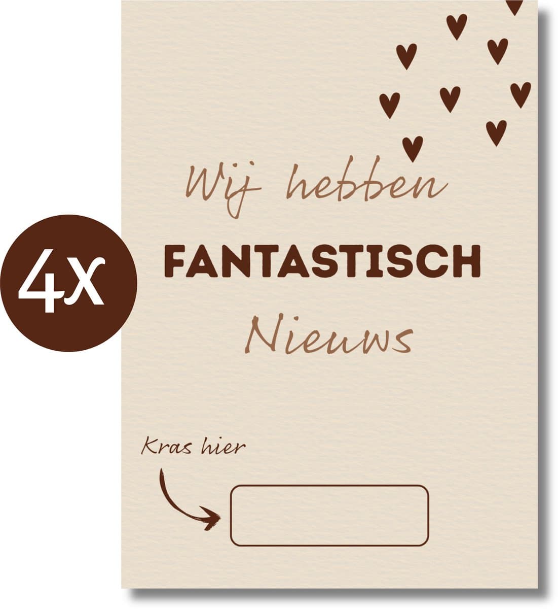 Amolivia Kraskaart Zwanger - 4 Stuks - Fantastisch Nieuws - Eigen Boodschap - Zwangerschap Aankondiging - Pregnancy Announcement - Jullie worden opa en oma - Je wordt tante - Aankondiging Baby - Kraskaart Baby - Kraskaart Gender Reveal (EAN: 87213...