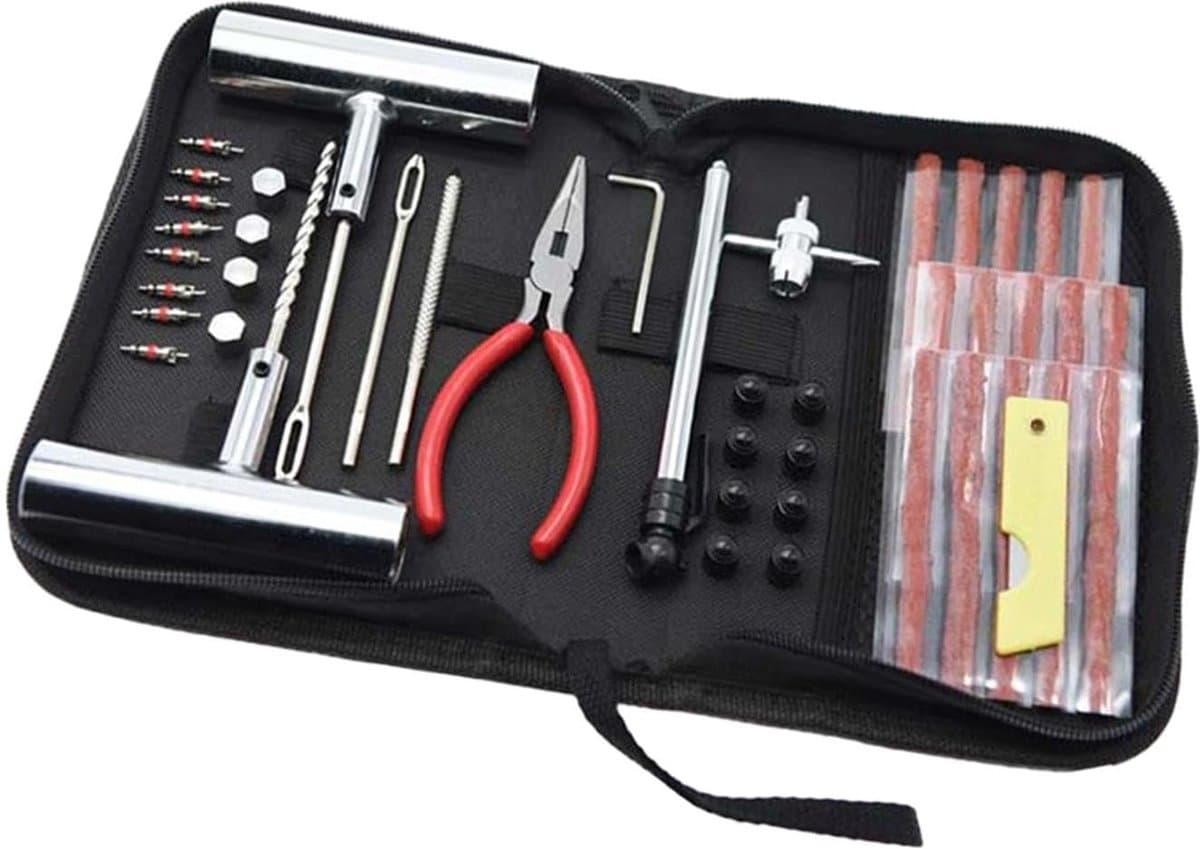 Bandenreparatieset - Motor - Bandenreparatieset – Banden reparatieset - Reparatie set Banden - voor auto - bestelwagen - motorfiets - kofferbak (EAN: 9193396243760): Wat zit er in de set