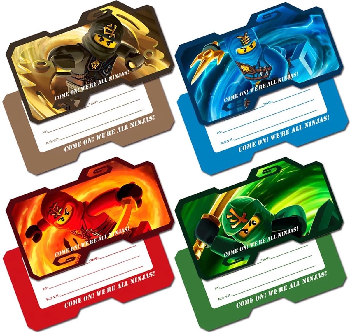 Ninjago uitnodigingen - 8 stuks - Verjaardag Uitnodigingskaartjes Ninjago - Uitnodigingskaarten Ninjago - Verjaardagsfeest - Themafeest - Kinderfeestje - Invulbaar - Ninjago - Kinderen (EAN: 9509975745615)