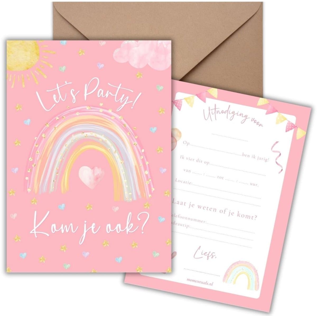Uitnodiging Kinderfeestje 10 Kaarten + Enveloppen - Regenboog Roze - Party - Roze – Meisje – Uitnodigingskaarten - Beschrijfbaar – Verjaardag Kind (EAN: 8721161817758): 🤔 Wat de community (en mijn vriendinnen) erover zeggen