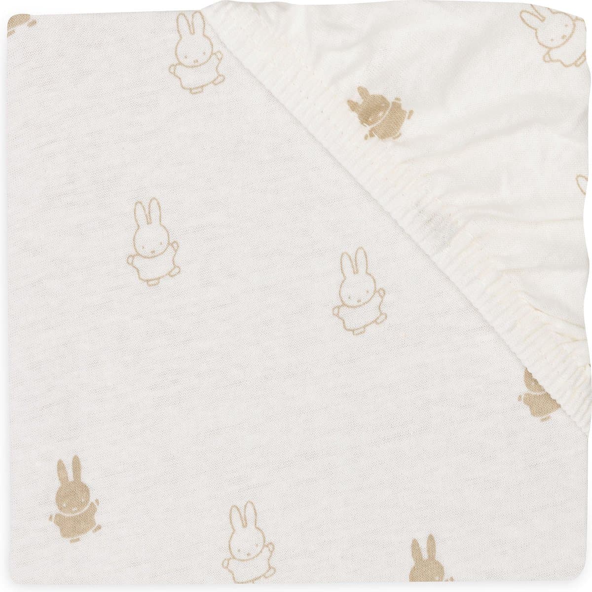 Jollein x Nijntje - Hoeslaken Jersey 60x120cm - Wieg, Ledikant, Babybed - Happy Miffy - Nougat (EAN: 8717329378919)