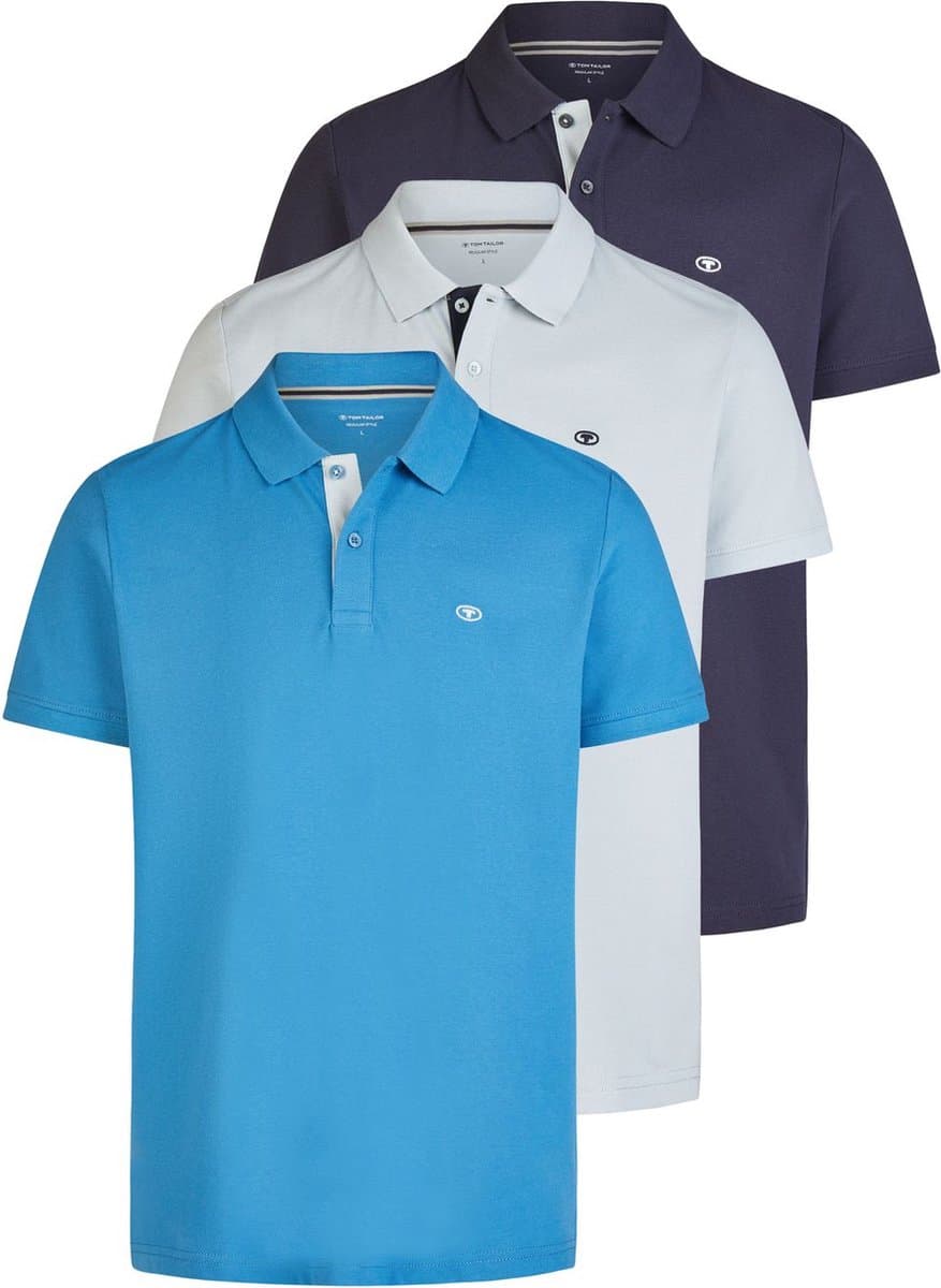 Tom Tailor Heren Polo Poloshirt 3-Pack regular fit Veelkleurig XL Volwassenen - gemaakt van 100% katoen (EAN: 4068128451919)