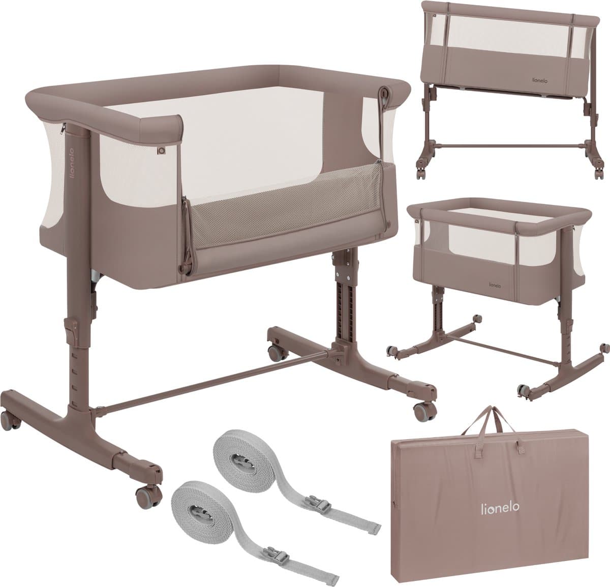 Lionelo Aurora 3in1 Co-sleeper - Babybedje tot 9 kg - Meegroeibed - 4 wielen met rem - Campingbedje – Verstelbare Hoogte – Ademend Gaas – Inclusief Matras & Transporttas – Afneembare Bekleding (EAN: 5902581656070): **Wat is de Lionelo Aurora eigen...