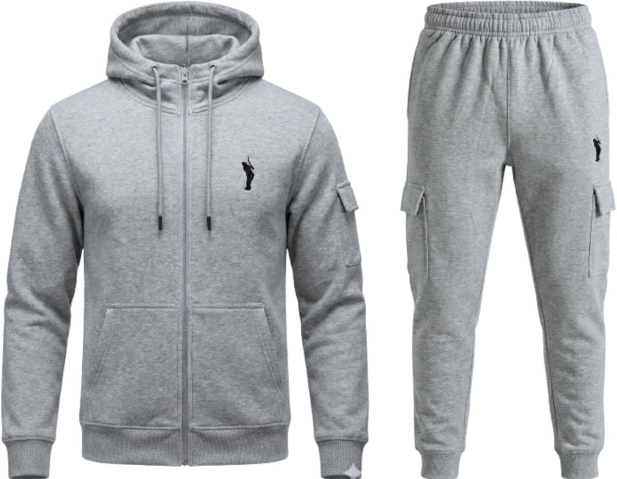 Hitman - Trainingspak Heren - Joggingpak Heren - Sportkleding Heren - Cadeau voor Man - Cargo Stijl - 7 Zakken - Katoen - Licht Grijs - Maat L (EAN: 6152526287251)