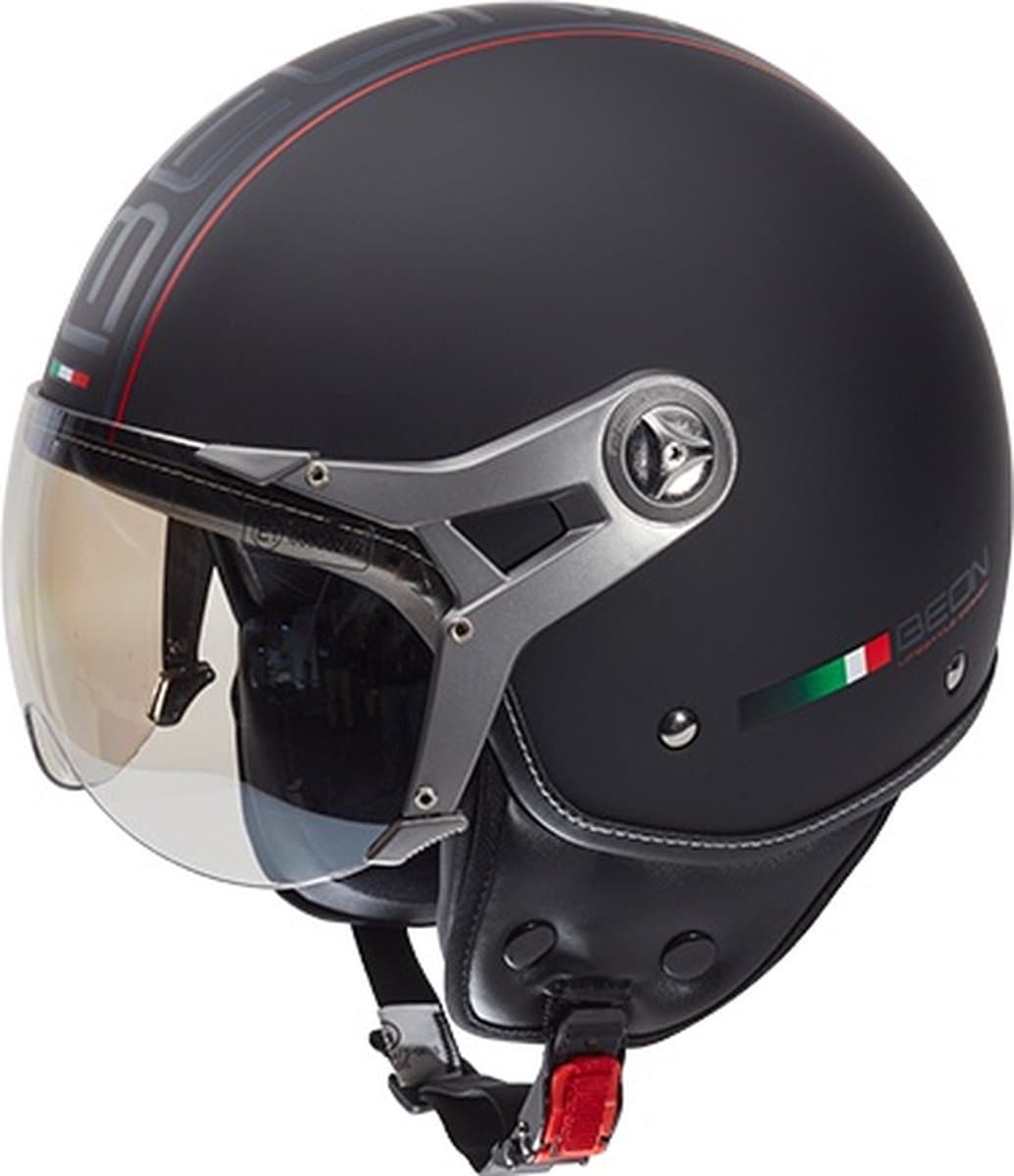 BEON Design-B Scooterhelm - Mat Zwart - S - Jethelm met Vizier - Motorhelm - Geschikt voor Vespa, Scooter, Brommer, Motor en Snorfiets (EAN: 8720941400531)