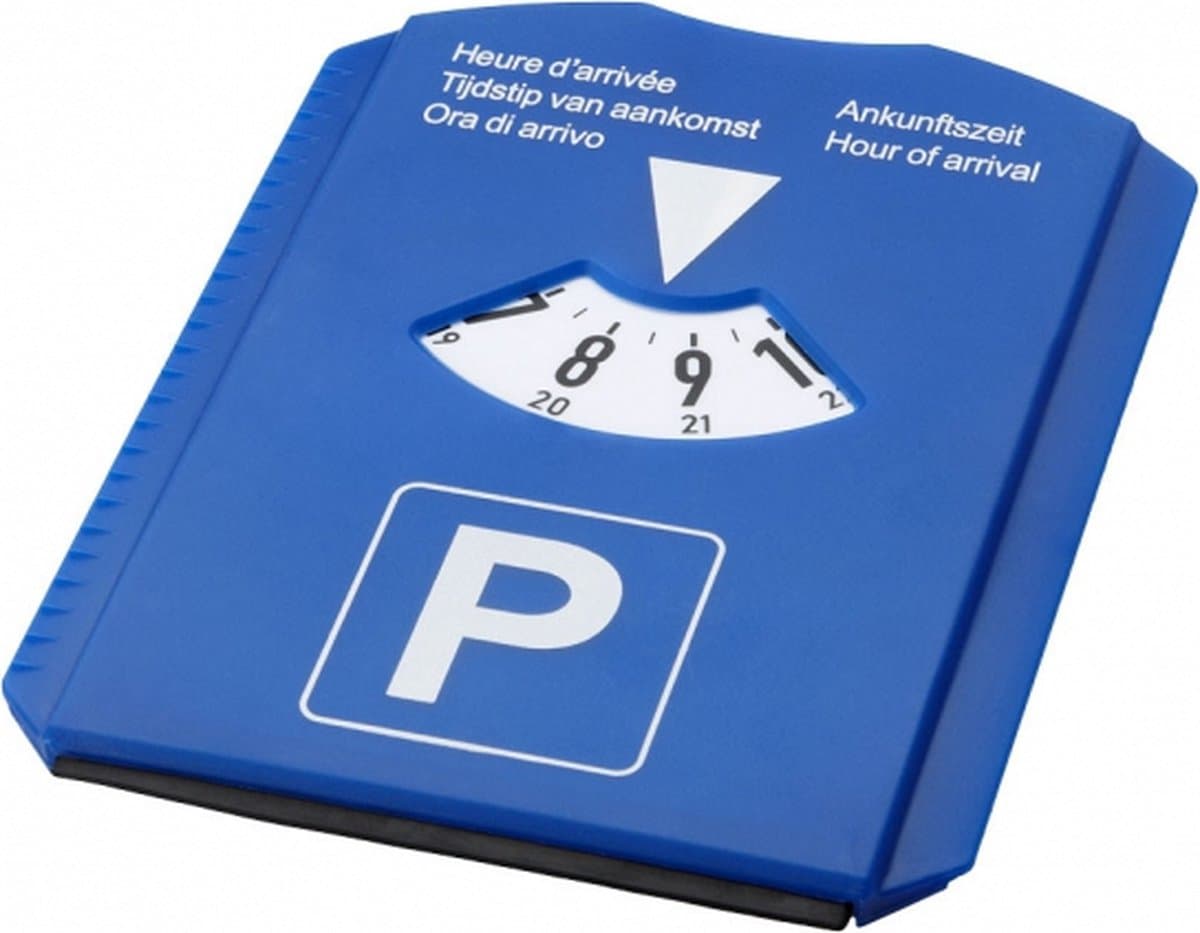 Parkeerschijf met ijskrabber - draaischijf voor parkeren - 12 x 15 cm - blauw (EAN: 8718758678274)
