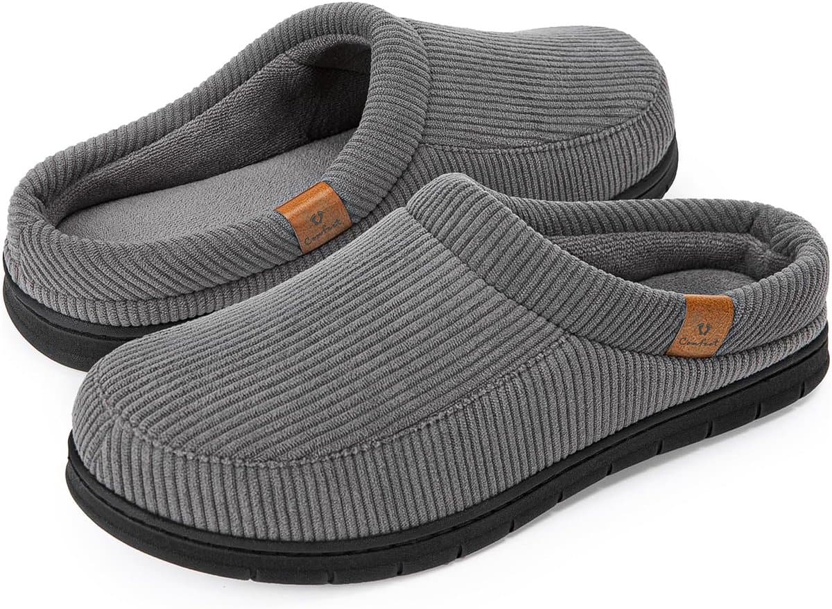 Pantoffels Heren - Sloffen - Maat 42/43 - Grijs - Corduroy - Anti-slip - Comfeet (EAN: 8721302280410): Eerste indruk zacht, warm en een beetje… verrassend