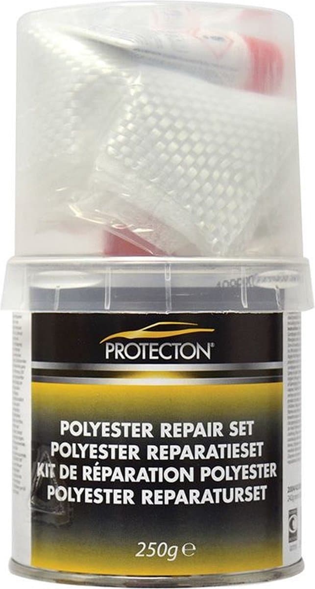 Protecton Polyester Reparatieset - Sterke Hechting – Sneldrogend – Voor Metaal, Hout & Kunststof - 250 gram (EAN: 8711293463848)