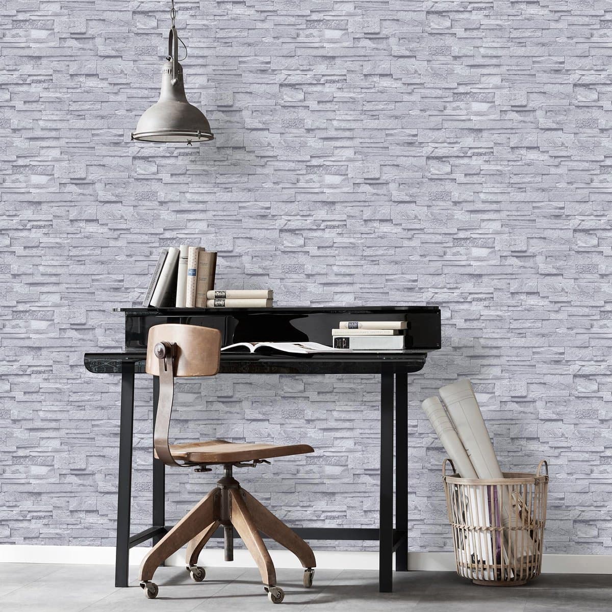 EverWall Designs - Stone Light Grey - Stenen Behang - Behang - Behangpapier - 53cm Breed - 10,05 Meter Lang (EAN: 4000278522224): De look van steen, het gemak van behang