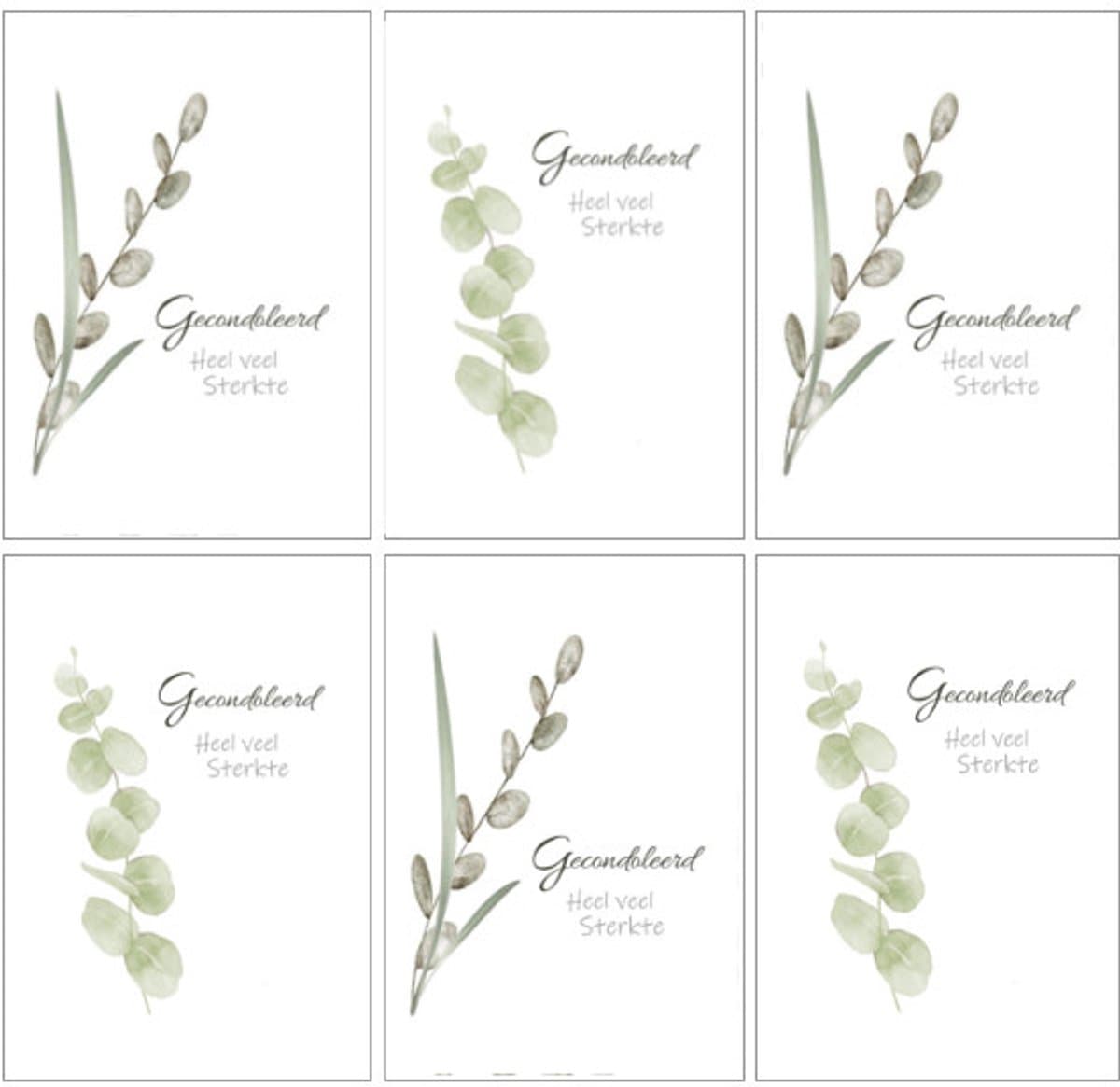 6 Premium Luxe A6 Condoleance wenskaarten - Oprechte Deelneming - 10,5x14,8cm - Gevouwen kaart met envelop - 2 motieven - Gratis verzonden (EAN: 6017346057029)