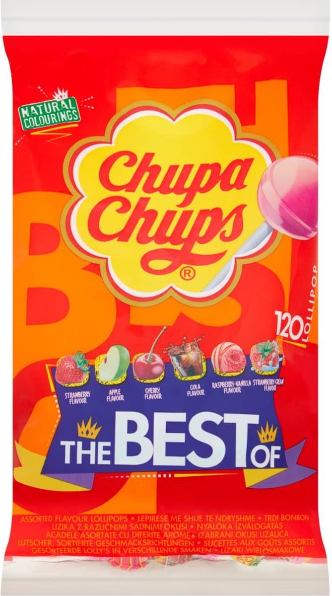 Chupa Chups The Best Of lolly's 120 stuks (EAN: 8410031923605): 📦 **Unboxing de verpakking 120 lolly’s voor de prijs van 1**