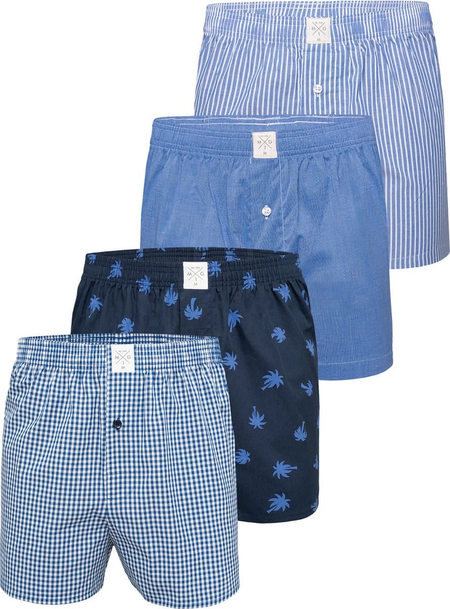 MG-1 Geweven Wijde Boxershorts Heren Core Blauw 4-Pack - Maat M - Losse boxershort heren (EAN: 4051208074108)