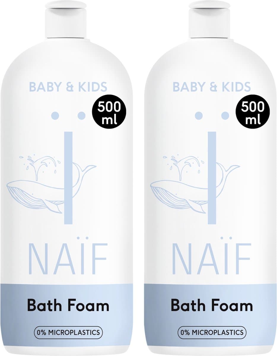 Naïf Verzorgende Badschuim Voordeelset - Baby's & Kinderen - Natuurlijk - Mild - Verzachtend - 2x500ml (EAN: 8719189451382): 📦 Wat is er in de verpakking