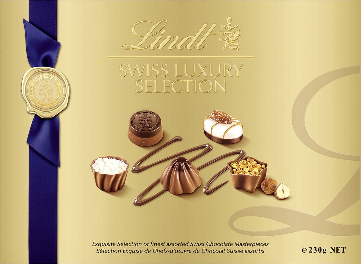 Lindt SWISS LUXURY SELECTION 230 gram - Premium chocolade pralines - Luxe chocolade - Zwitserse chocolade - Moederdag Cadeau (EAN: 7610400096645)