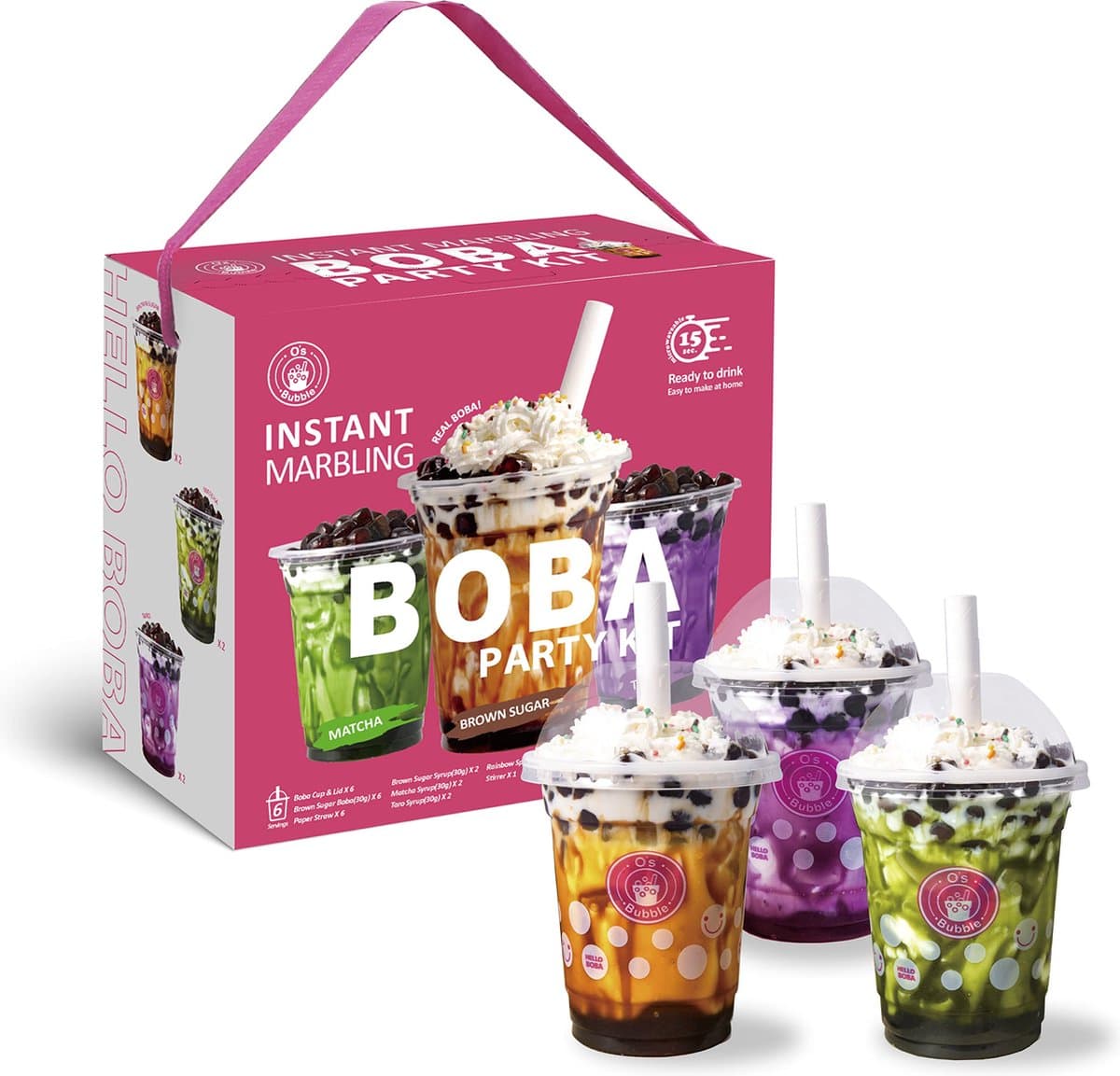 Boba Party Kit - Boba Starters Kit met echte Tapioca Parels - Vegan - Gluten vrij Eenvoudig en 5 recepten (1 doos) (EAN: 8720908891495)
