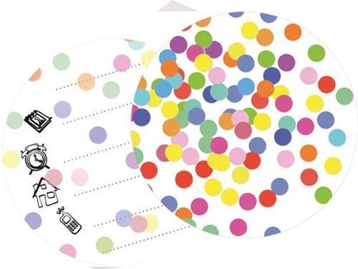 Uitnodigingskaarten confetti 6 stuks (EAN: 8711319371256)