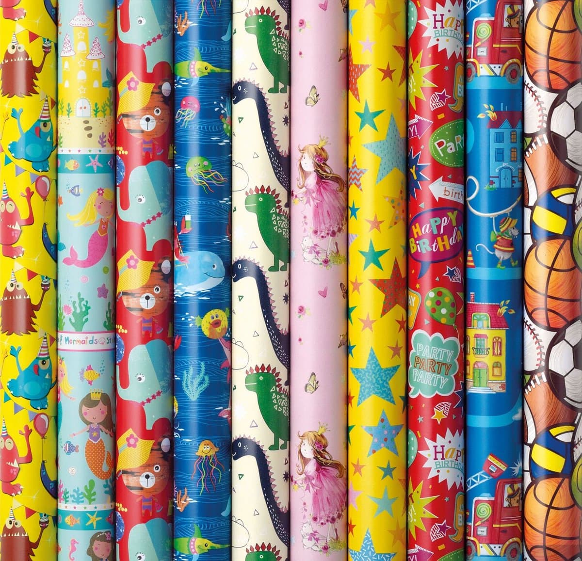 Assortiment luxe cadeaupapier inpakpapier voor kinderen 1 - 200 x 70 cm - 3 rollen (EAN: 8718998022646)