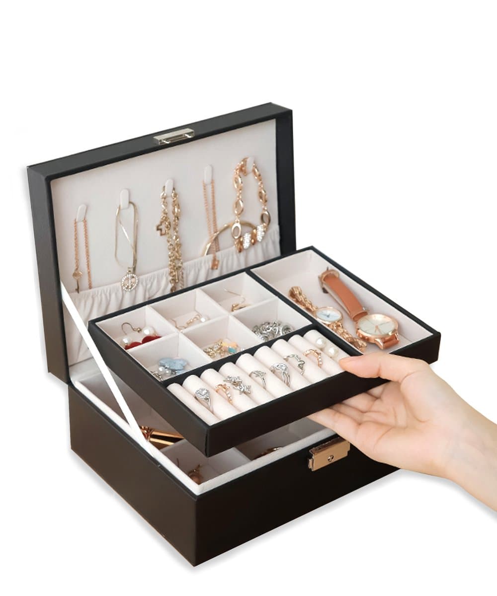 Sieradendoos met 2 Verdiepingen - Juwelendoos - Organizer - Sieraden doosje Meisje - Vivid Green (EAN: 8720618096012)