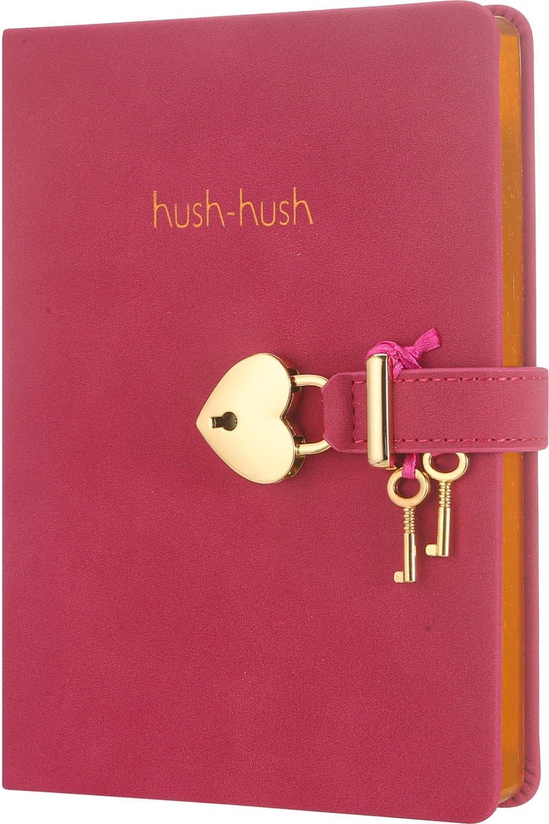 Victoria's Journals - Dagboek met slot, sleutel en geschenkdoos - Hush-Hush My Secret Diary w/ Heart Lock - Luxe Vegan Leer Dagboek - Notitieboek A5 Hardcover - 320 Pagina's Premium Papier - 13x18 cm - Magenta (EAN: 4895198613301)